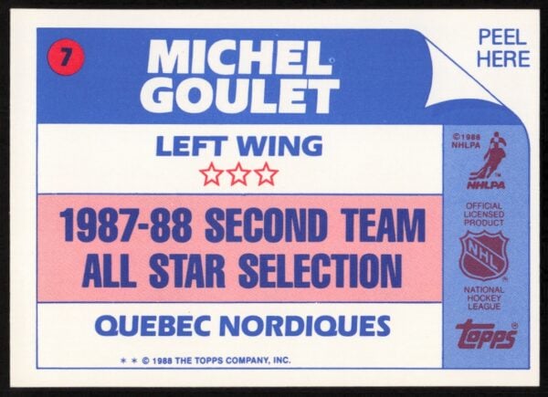 1988-89 Topps Michel Goulet Sticker Inserts #7 (Back)