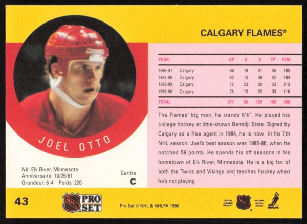 1990-91 Pro Set Joel Otto #43 (Back)