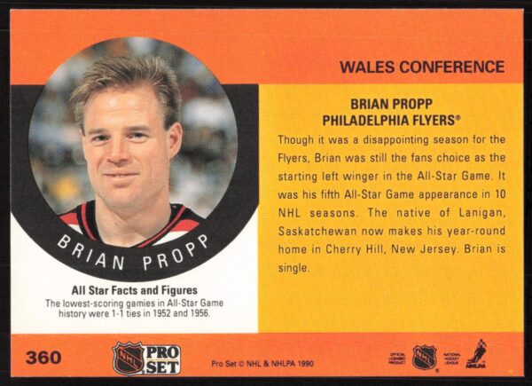 1990-91 Pro Set NHL Brian Propp #360 (Back)