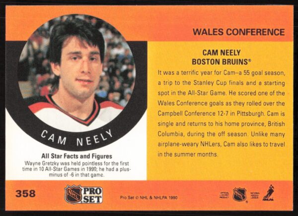 1990-91 Pro Set NHL Cam Neely #358 (Back)