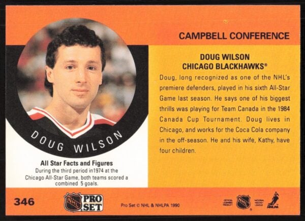 1990-91 Pro Set NHL Doug Wilson #346 (Back)