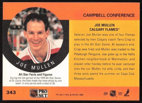 1990-91 Pro Set NHL Joe Mullen #343 (Back)