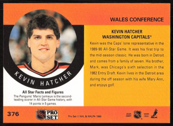 1990-91 Pro Set NHL Kevin Hatcher #376 (Back)