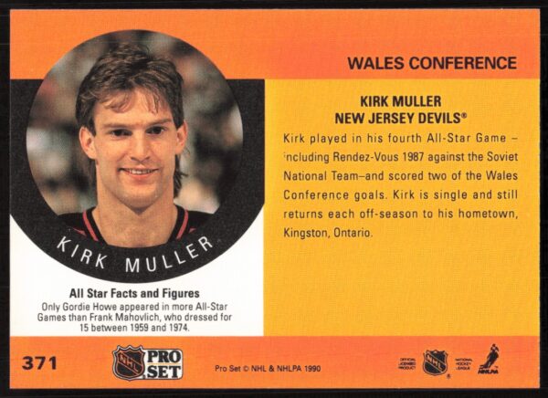 1990-91 Pro Set NHL Kirk Muller #371 (Back)