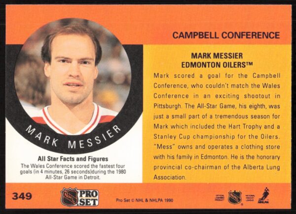 1990-91 Pro Set NHL Mark Messier #349 (Back)