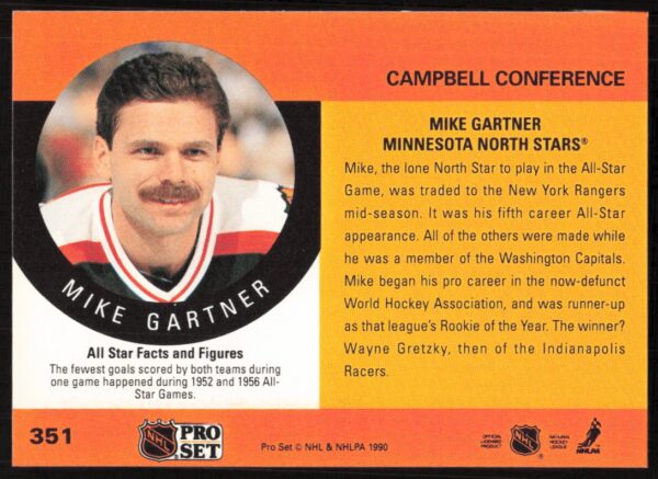 1990-91 Pro Set NHL Mike Gartner #351 (Back)