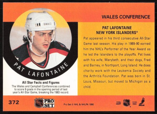 1990-91 Pro Set NHL Pat LaFontaine #372 (Back)