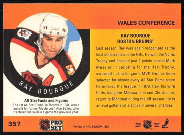 1990-91 Pro Set NHL Ray Bourque #357 (Back)
