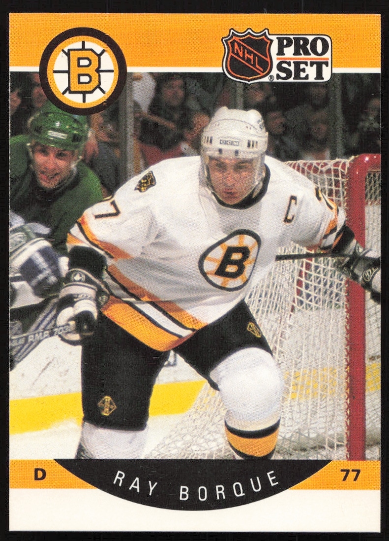 1990-91 Pro Set NHL Ray Bourque (Error on Front - Last Name Misspelled) #1 (Front)