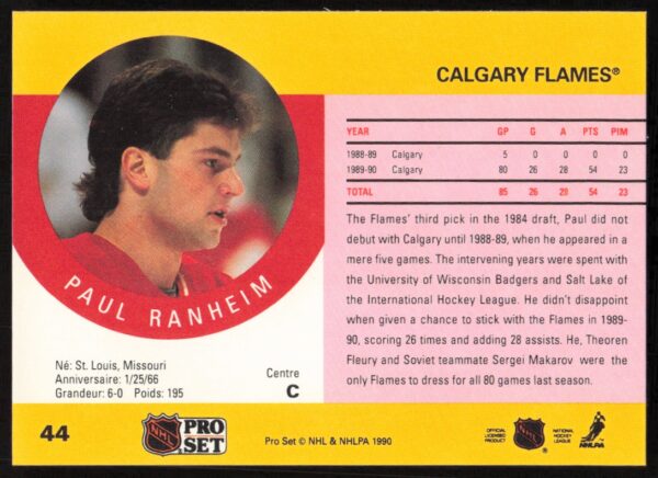 1990-91 Pro Set Paul Ranheim #44 (Back)