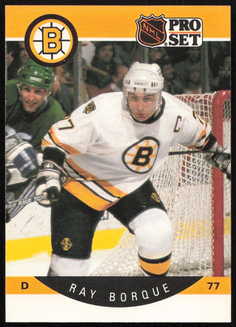 1990-91 Pro Set Ray Bourque #1 (Error on Front - Last Name Misspelled) (Front)