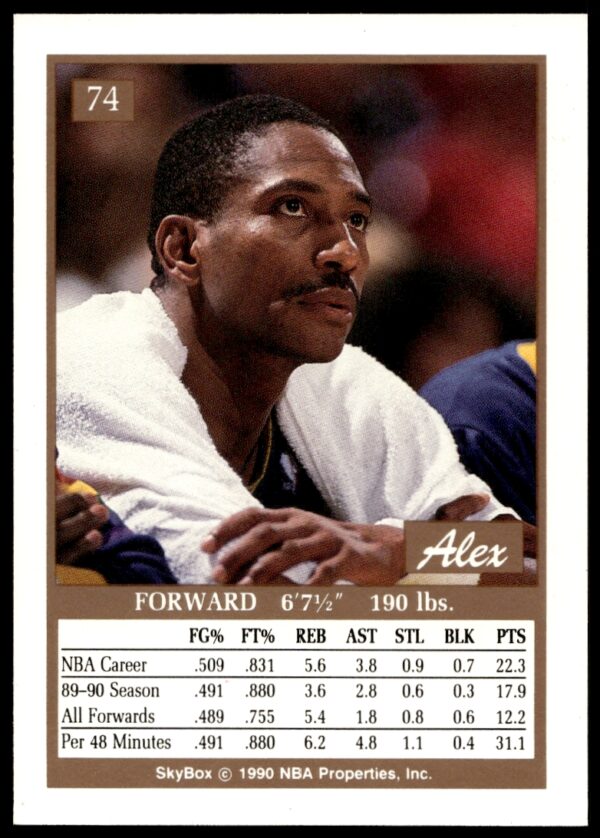 1990-91 SkyBox Alex English #74 (Back)