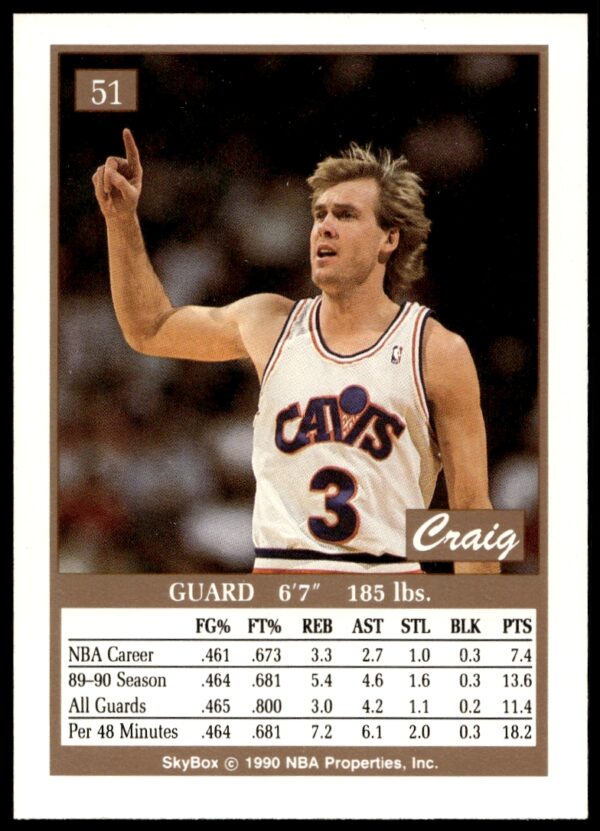 1990-91 SkyBox Craig Ehlo #51 (Back)