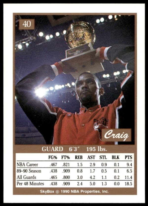 1990-91 SkyBox Craig Hodges #40 (Back)