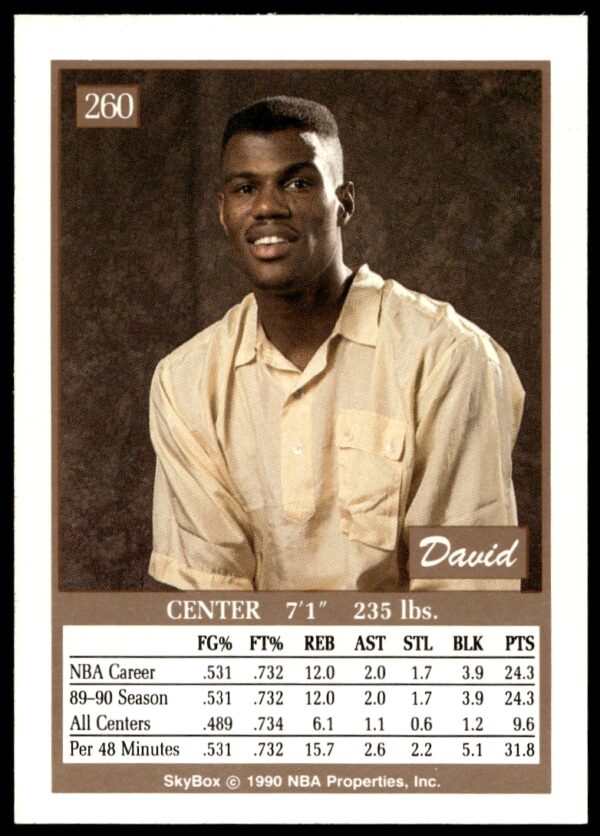 1990-91 SkyBox David Robinson #260 (Back)