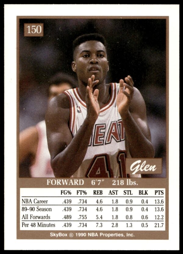 1990-91 SkyBox Glen Rice #150 (Back)