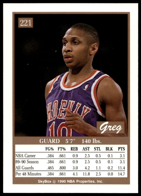 1990-91 SkyBox Greg Grant #221 (Back)