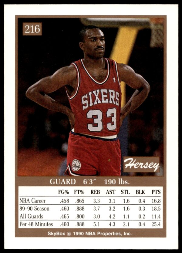 1990-91 SkyBox Hersey Hawkins #216 (Back)