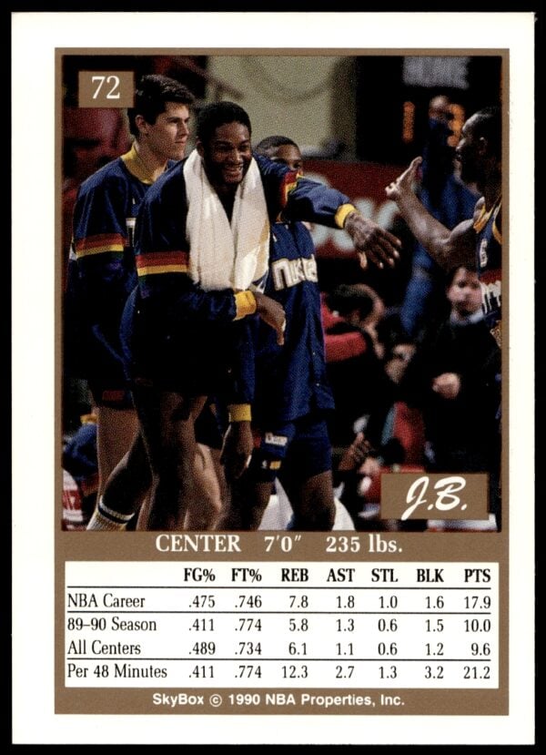 1990-91 SkyBox Joe Barry Carroll #72 (Back)