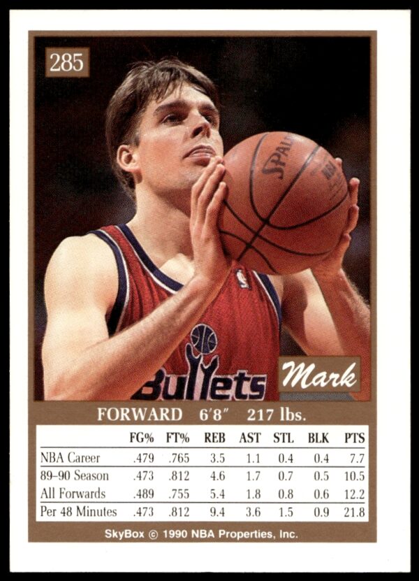 1990-91 SkyBox Mark Alarie #285 (Back)