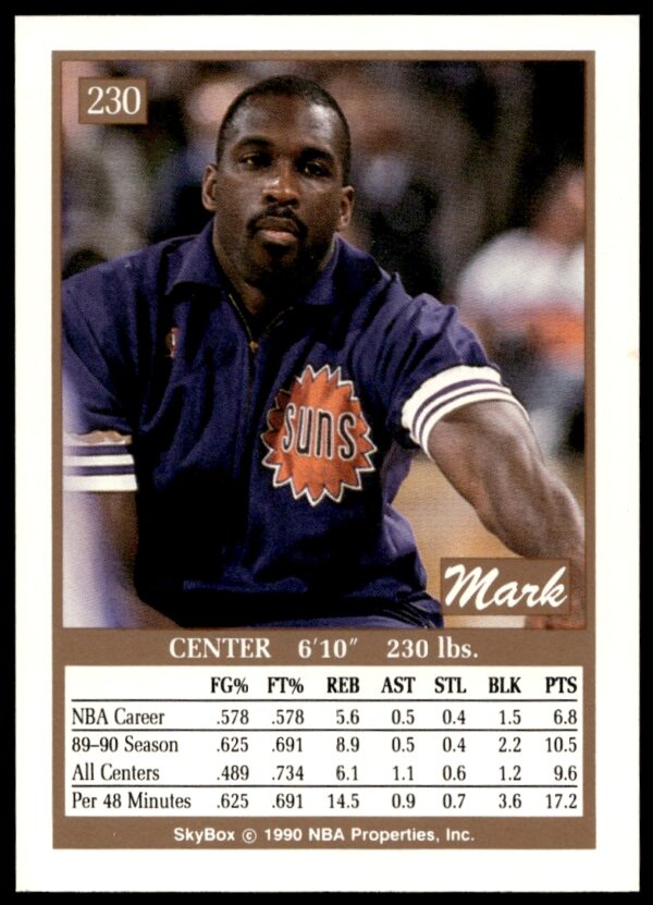 1990-91 SkyBox Mark West #230 (Back)