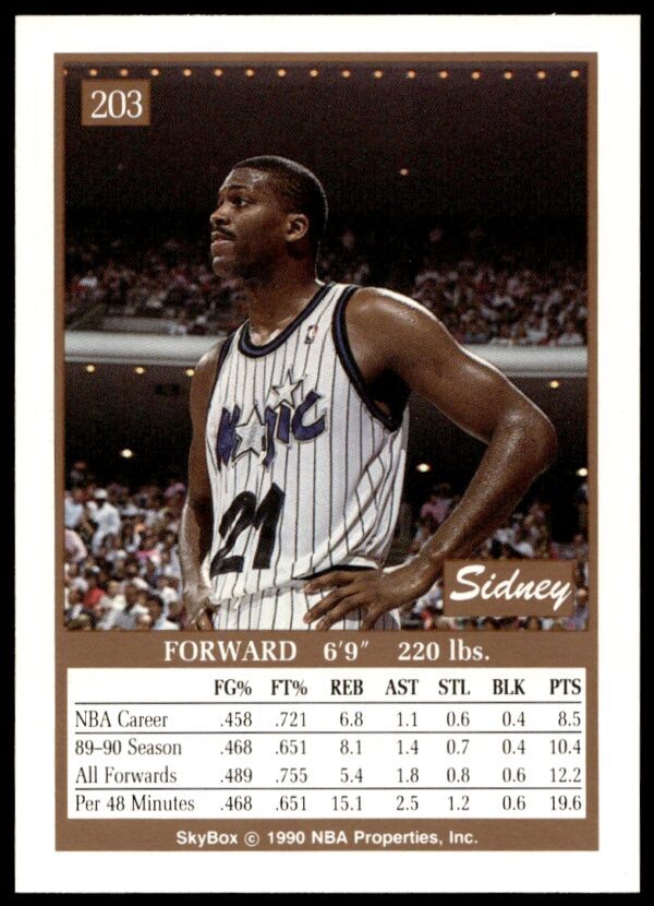 1990-91 SkyBox Sidney Green #203 (Back)