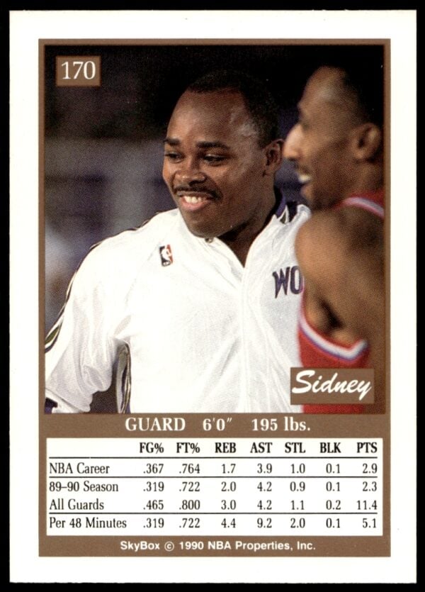 1990-91 SkyBox Sidney Lowe #170 (Back)