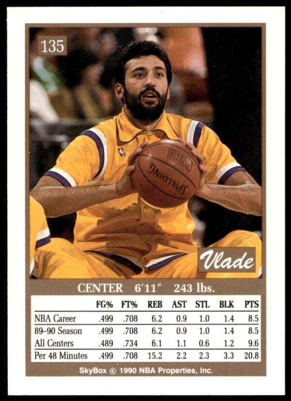 1990-91 SkyBox Vlade Divac #135 (Back)