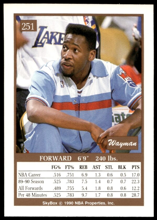 1990-91 SkyBox Wayman Tisdale #251 (Back)