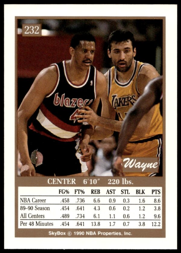 1990-91 SkyBox Wayne Cooper #232 (Back)