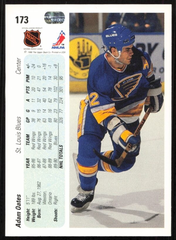 1990-91 Upper Deck Adam Oates #173 (Back)