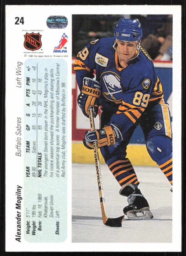 1990-91 Upper Deck Alexander Mogilny #24 (Back)