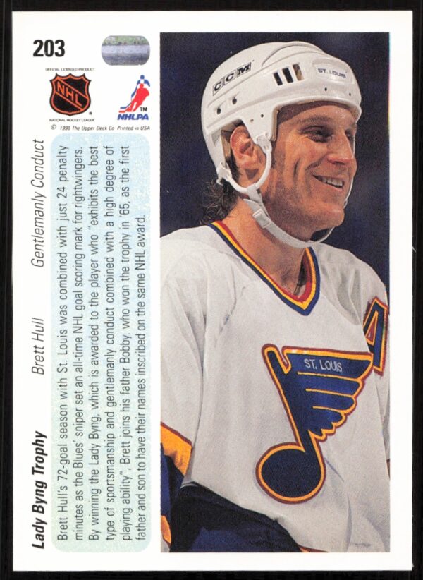 1990-91 Upper Deck Brett Hull #203 (Back)