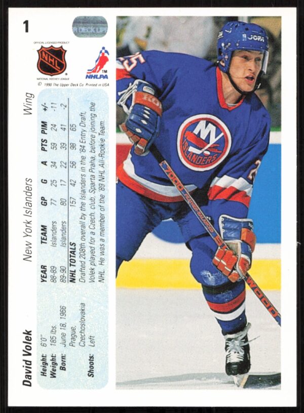 1990-91 Upper Deck David Volek #1 (Back)