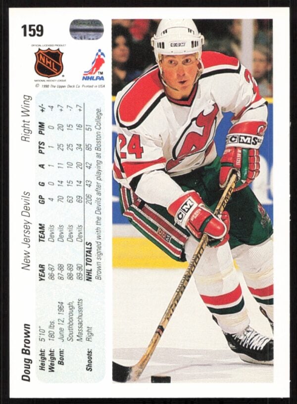 1990-91 Upper Deck Doug Brown #159 (Back)