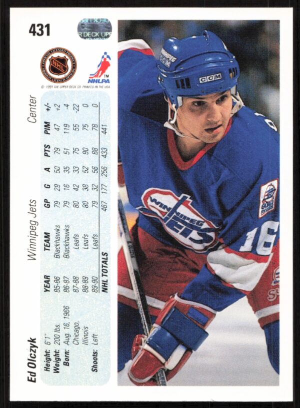 1990-91 Upper Deck Ed Olczyk #431 (Back)