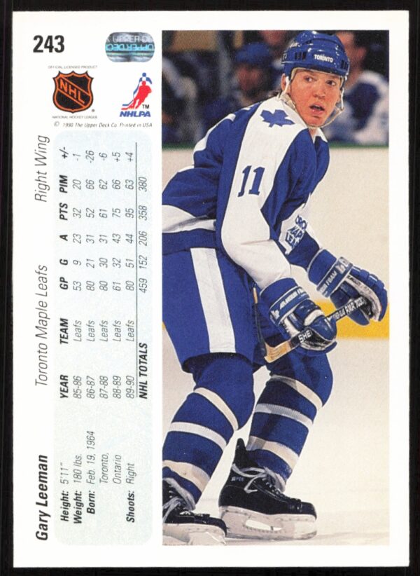 1990-91 Upper Deck Gary Leeman #243 (Back)