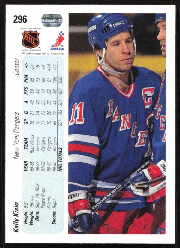 1990-91 Upper Deck Kelly Kisio #296 (Back)