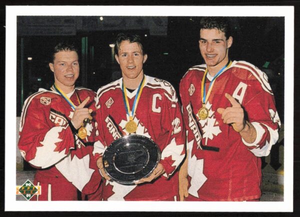 1990-91 Upper Deck Kris Draper / Steven Rice / Eric Lindros Canada's Captains #473 (Front)