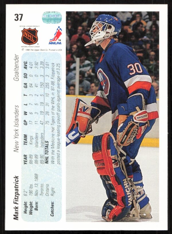 1990-91 Upper Deck Mark Fitzpatrick #37 (Back)