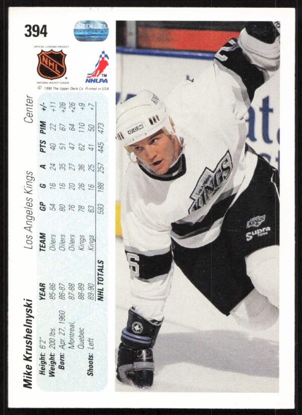 1990-91 Upper Deck Mike Krushelnyski #394 (Back)