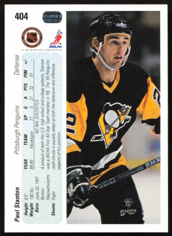 1990-91 Upper Deck Paul Stanton #404 (Back)