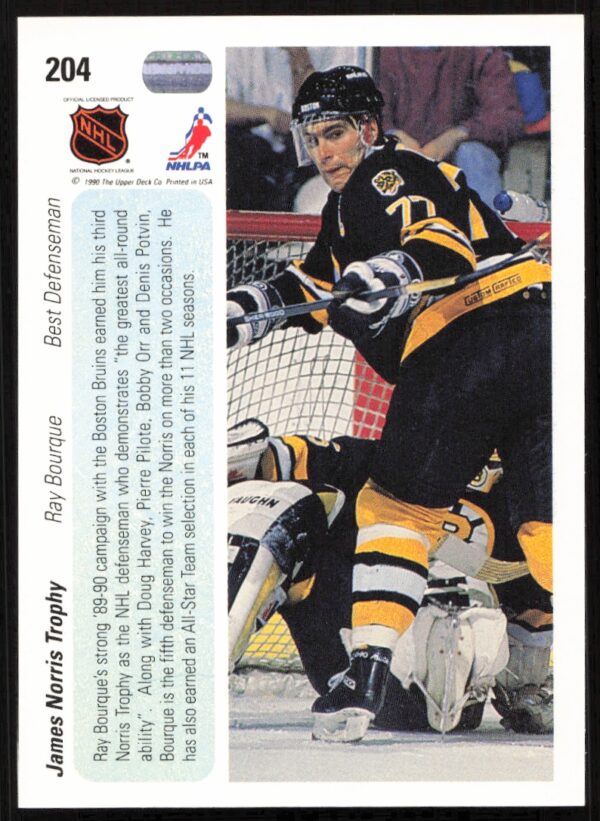 1990-91 Upper Deck Ray Bourque #204 (Back)