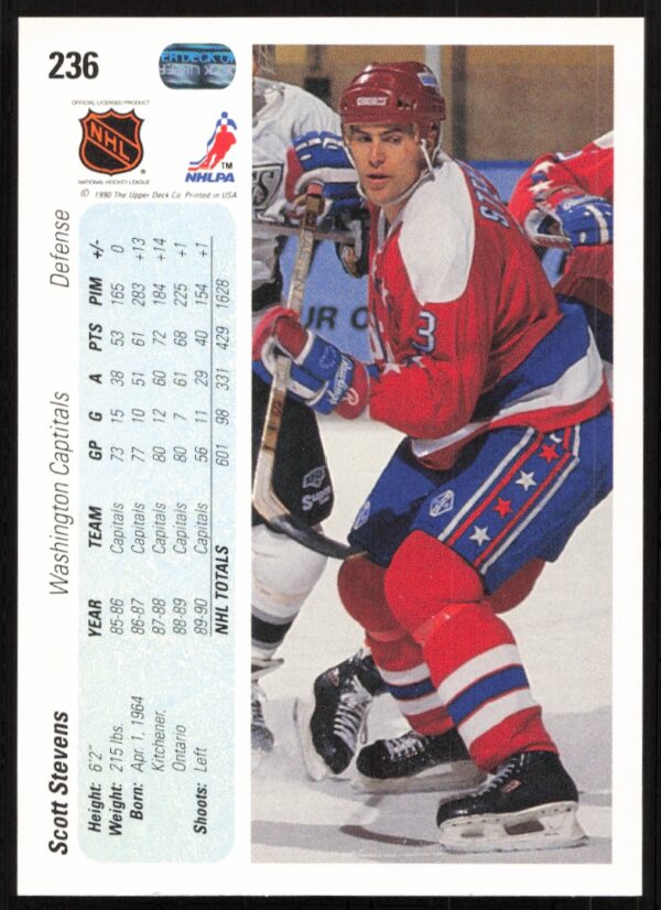 1990-91 Upper Deck Scott Stevens #236 (Back)