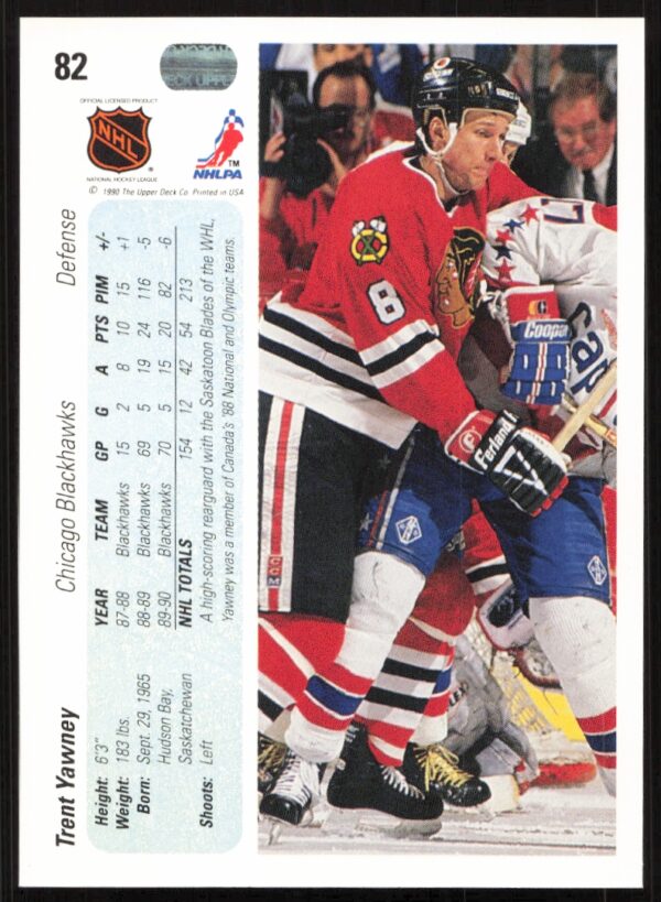 1990-91 Upper Deck Trent Yawney #82 (Back)