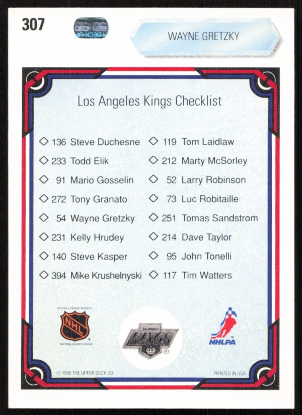 1990-91 Upper Deck Wayne Gretzky #307 (Back)