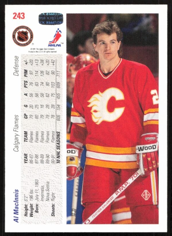 1991-92 Upper Deck Al MacInnis #243 (Back)