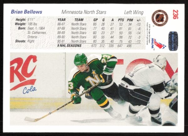 1991-92 Upper Deck Brian Bellows #236 (Back)