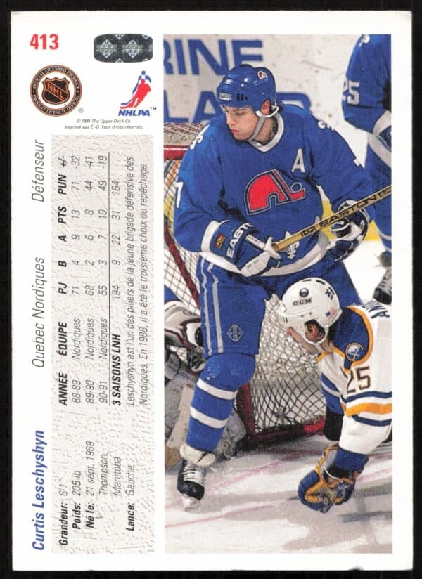 1991-92 Upper Deck Curtis Leschyshyn #413 (Back)