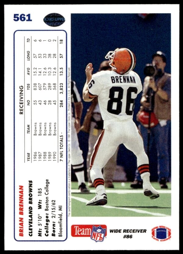 1991 Upper Deck Brian Brennan #561 (Back)